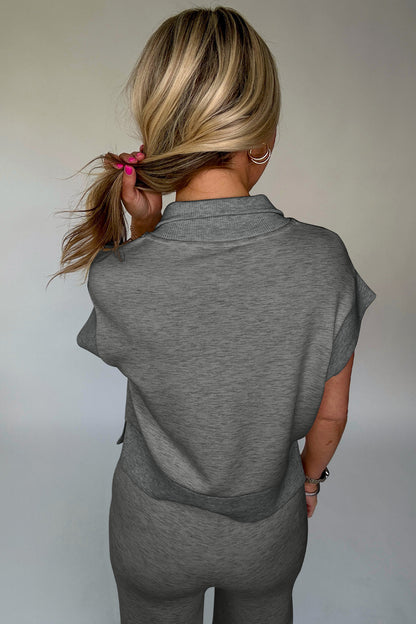 Half Zip Polo Tee Casual Pant Set