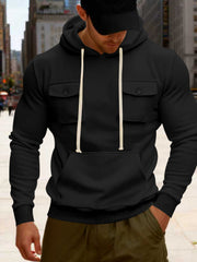 Men's Full Size Fleece Hoodie with Dual Chest Pockets Plus Size