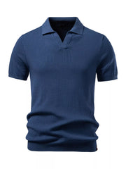 Men's Ribbed Knit Short Sleeve Polo