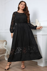 Plus Size Embroidered Long Sleeve Maxi Dress