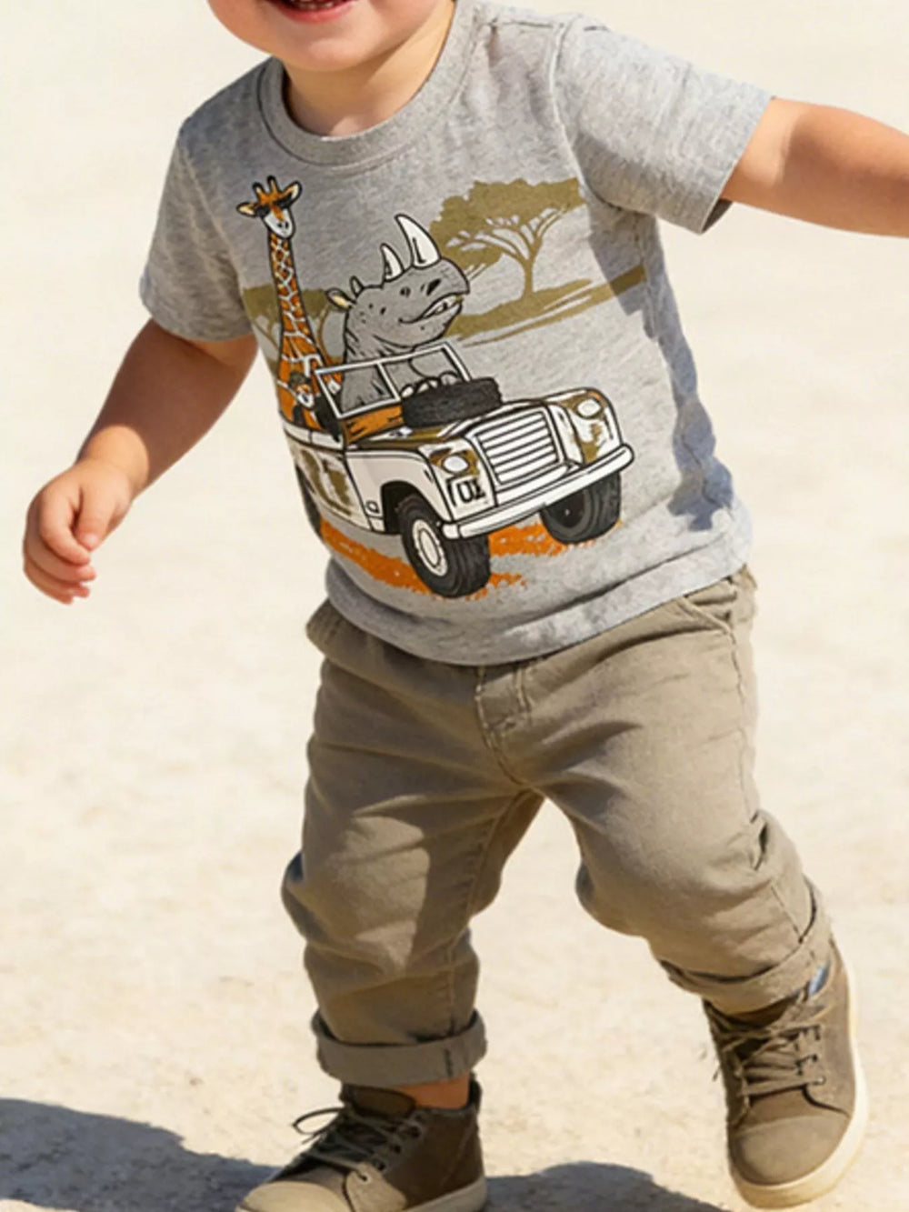 Children's Animal Graphic Round Neck T-Shirt