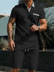 Men's Casual Short Sleeve Polo & Shorts Set