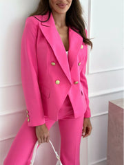 Double-Breasted Long Sleeve Blazer
