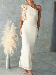 One-Shoulder Sleeveless Maxi Dress