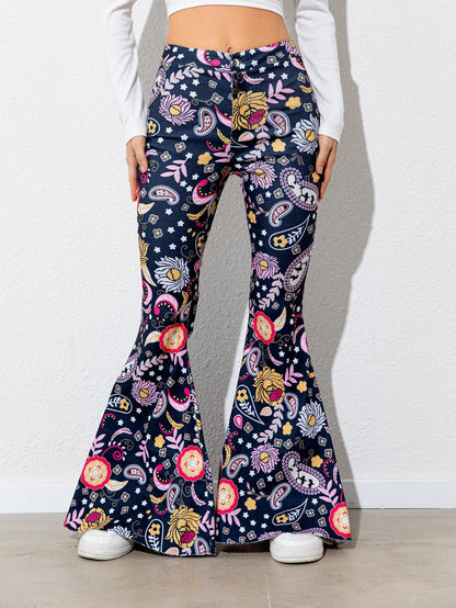 High Waist Floral Flare Leg Pants