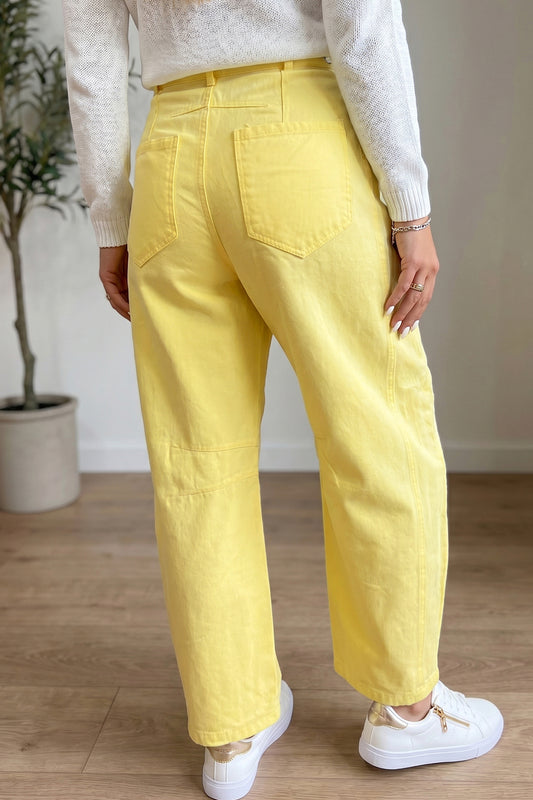 Grommet Detail Knot Waist Barrel Jeans