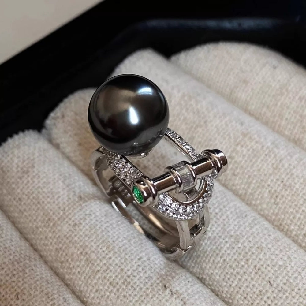 925 Sterling Silver Zircon Pearl Ring