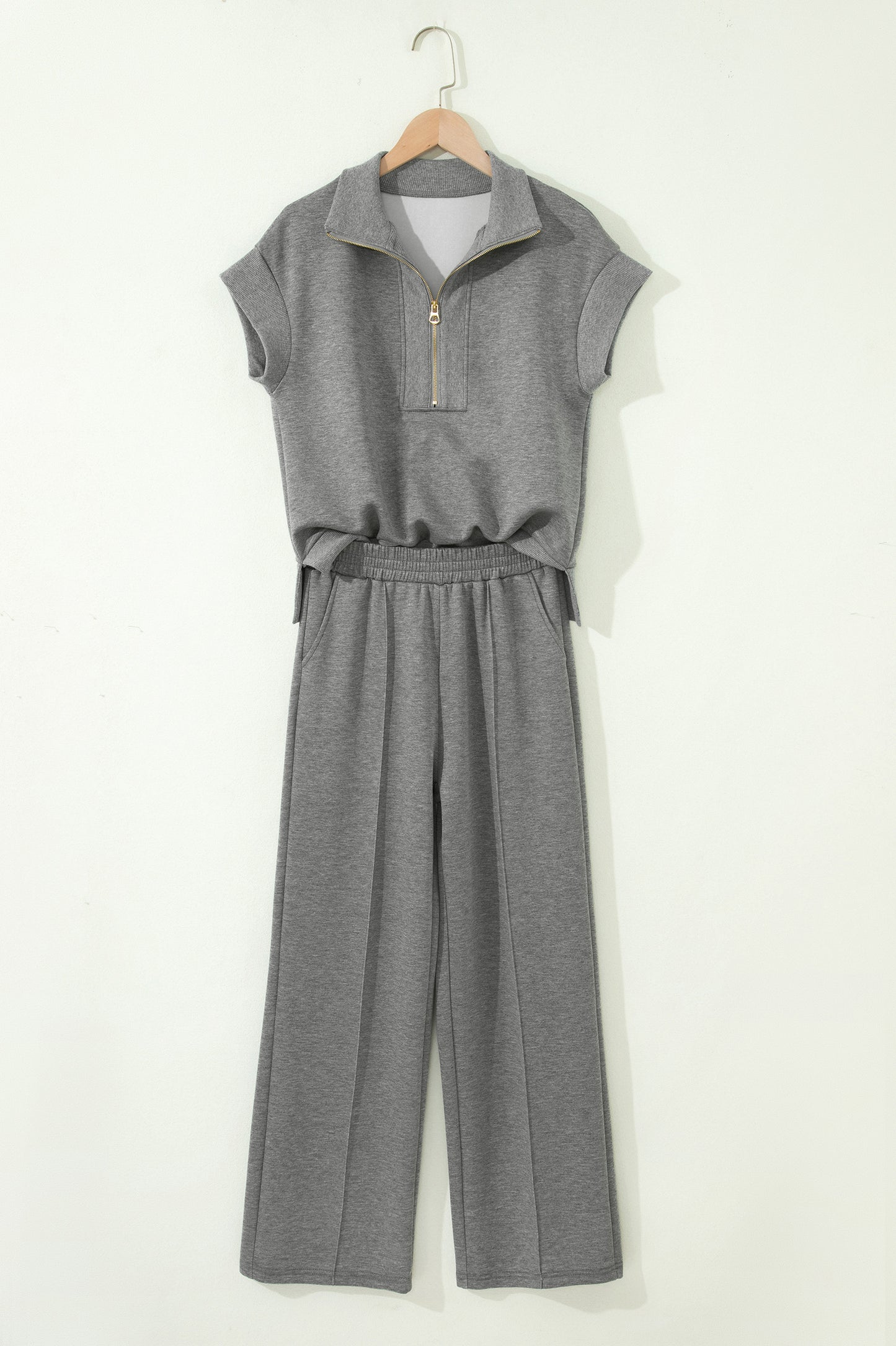 Half Zip Polo Tee Casual Pant Set