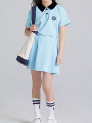 Children's Preppy Style Polo Shirt and Skirt Set