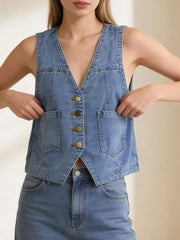 Button-Down Denim Vest