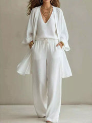 Cardigan, Top & Pants Set