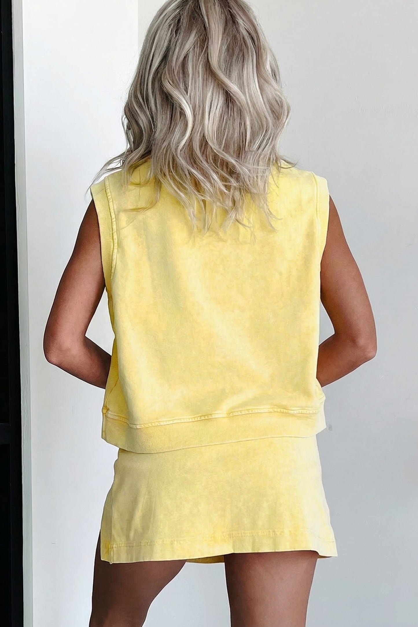 Washed Look Sleeveless Top and Skort Set