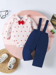 Children's Heart Print Bodysuit & Suspender Pants Set