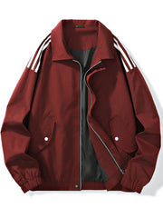Men's Striped Shoulder Zip Up Jacket