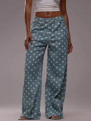 Polka Dot Wide Leg Jeans