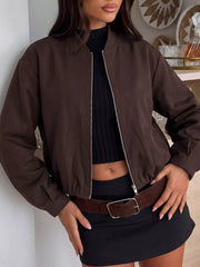 Zip Up Dropped Shoulder Jacket