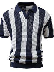 Men's Striped Short Sleeve Knit Polo