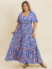 Plus Size Printed Short Sleeve Dress