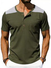 Men's Casual Pocketed Henley T-Shirt