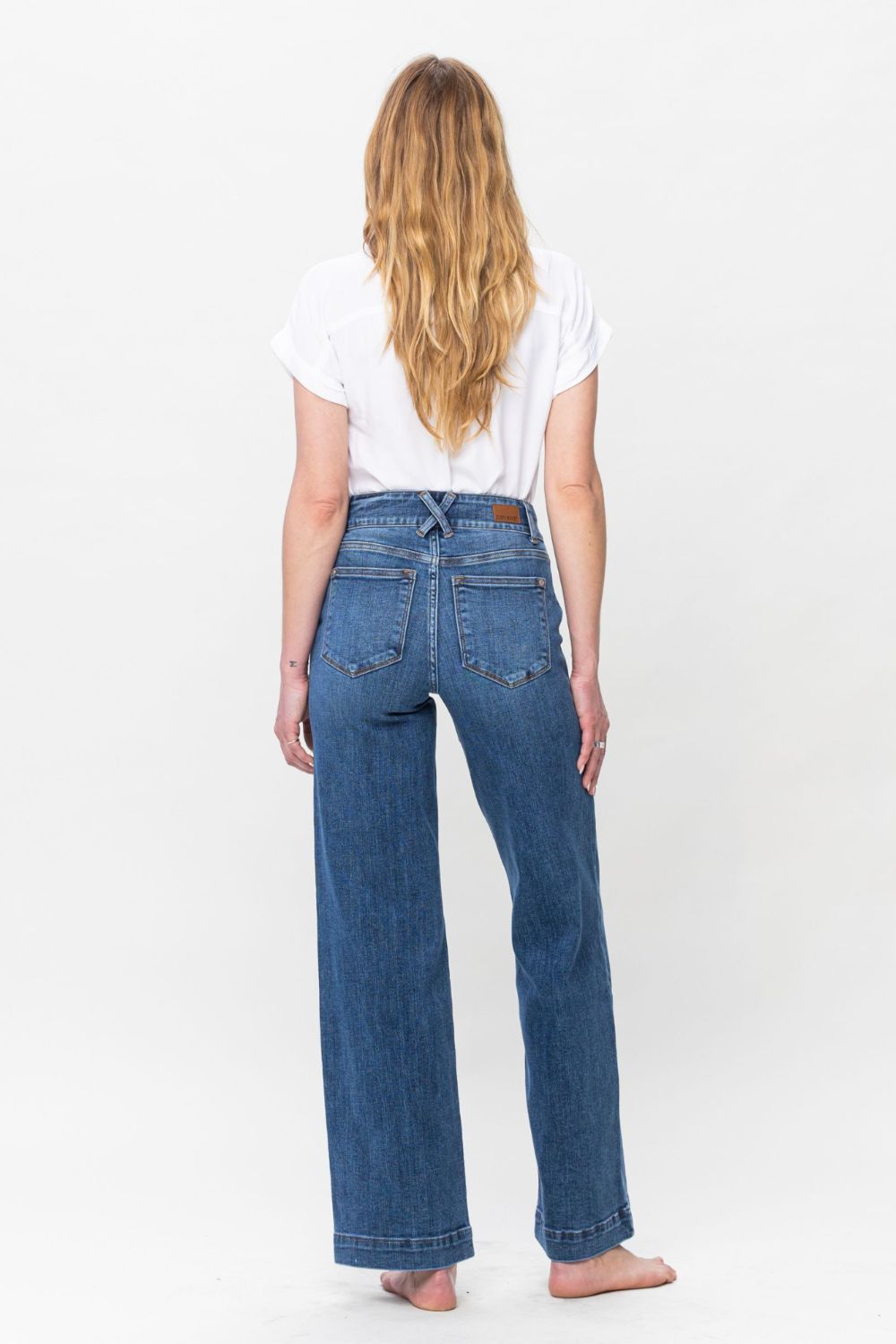 Double Button Wide Leg Jeans