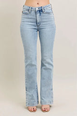Judy Blue Full Size Tummy Control Vintage Wash Side Slit Slim Boot Jeans Plus Size
