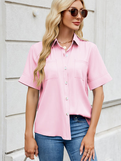 Collared Neck Short Sleeve Shirt