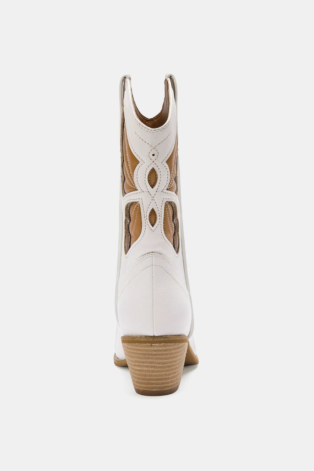 White Butterfly Cut Detail Point Toe Boots