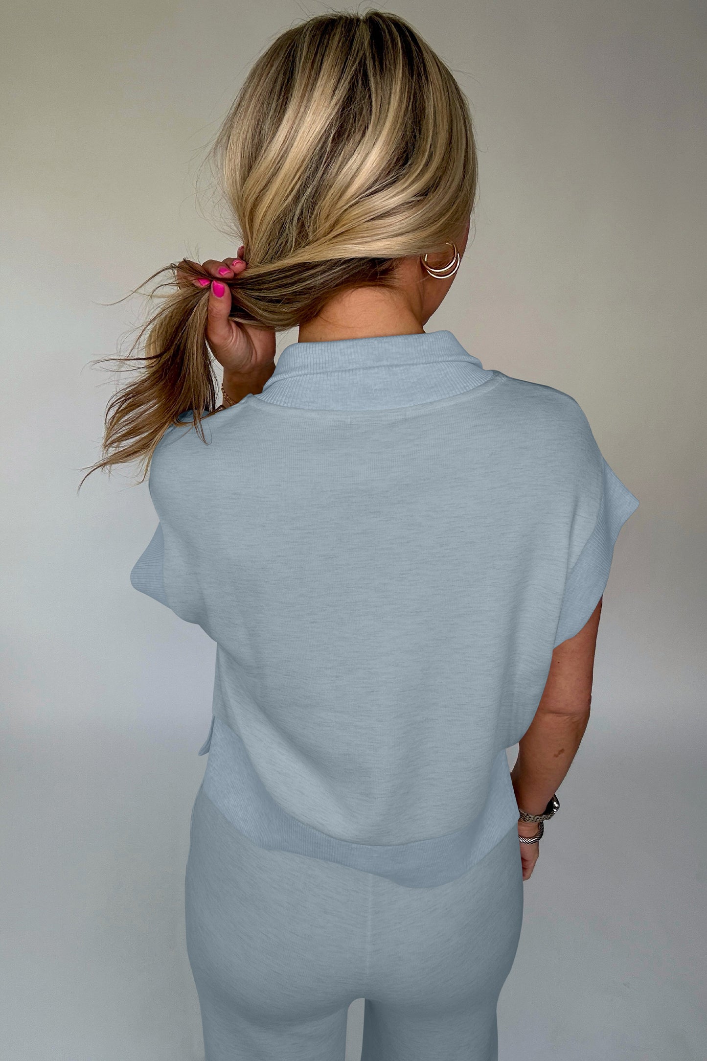 Half Zip Polo Tee Casual Pant Set
