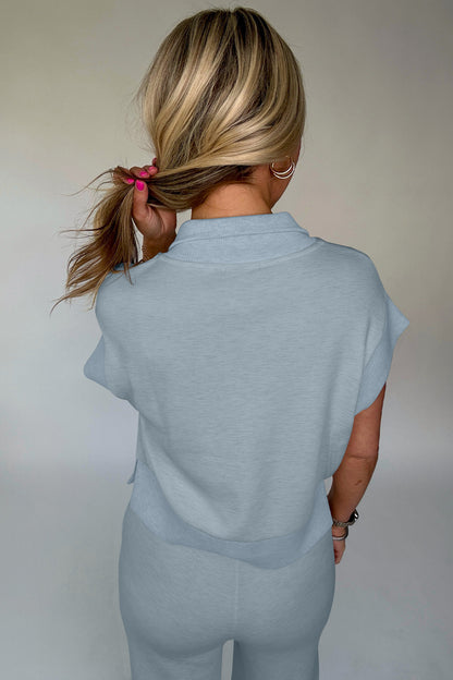 Half Zip Polo Tee Casual Pant Set