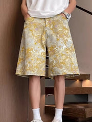 Men's Printed Wide Leg Denim Shorts