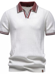 Men's Classic Ribbed Knit Short Sleeve Polo