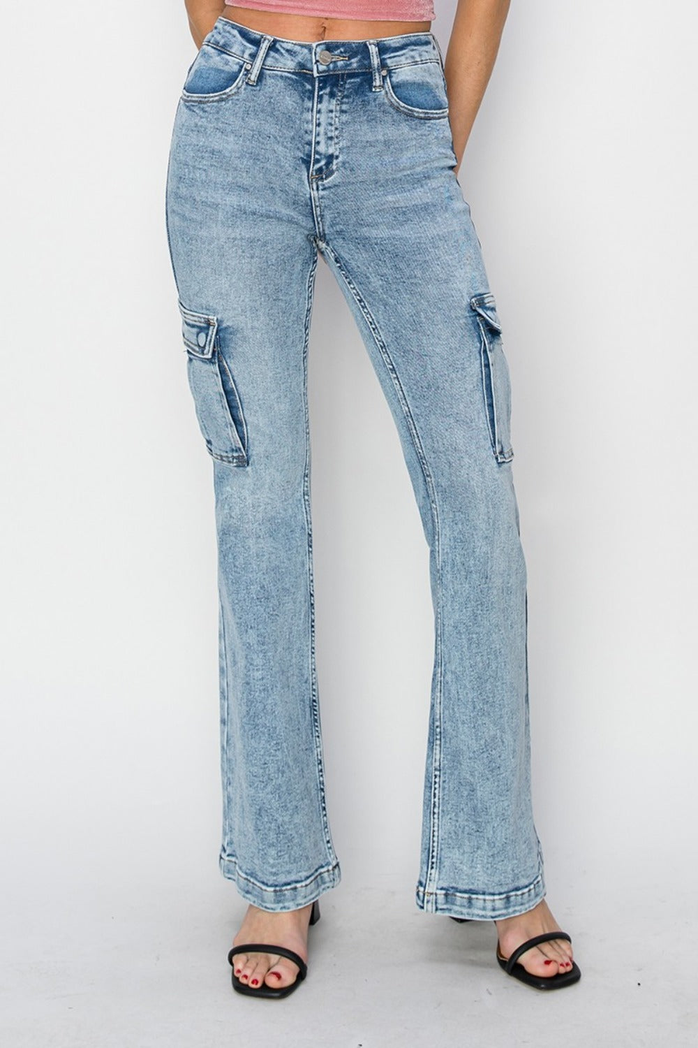 High Rise Cargo Flare Jeans