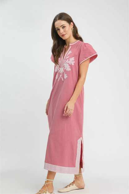 Embroidered Midi Dress