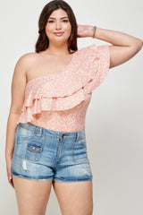 Plus Size One-Shoulder Bodysuit