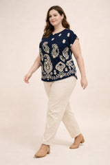 Plus Size Paisley Print Top