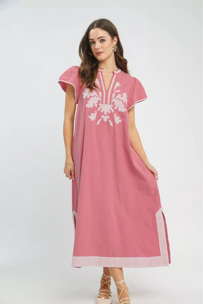 Embroidered Midi Dress