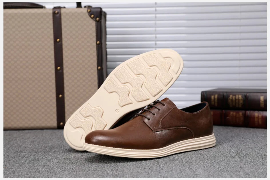 Men’s Leather Smart Business Casual Lace-Up Shoes