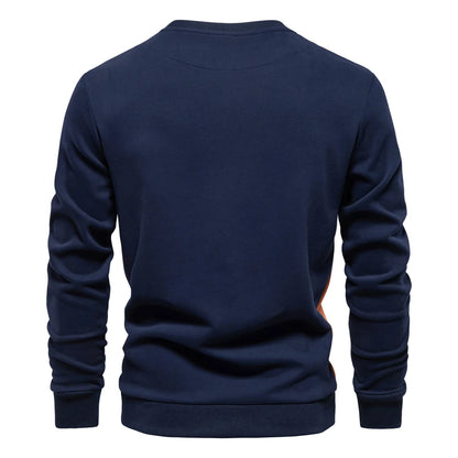 Men's Patchwork Cotton-Blend Crew Neck Sweatshirt