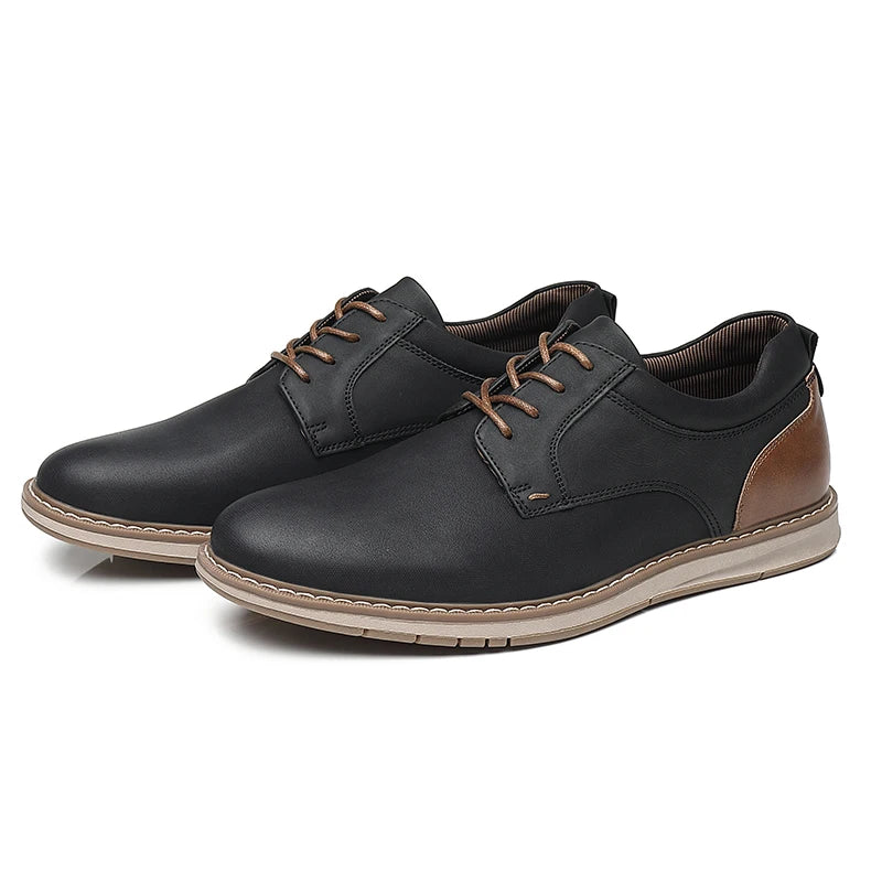 PU Leather Casual Lace-Up Shoes
