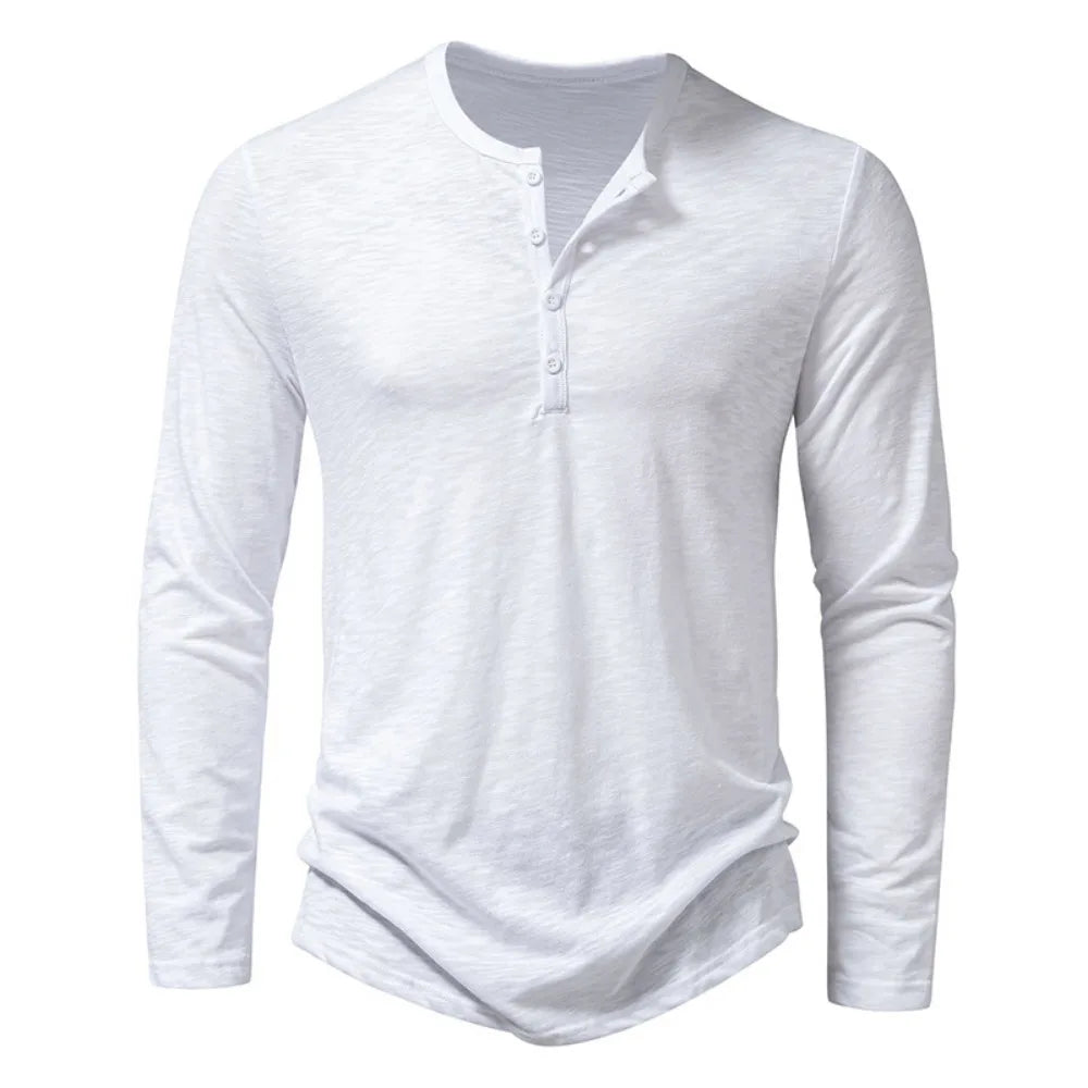 Men's Cotton Long Sleeve Henley Shirt