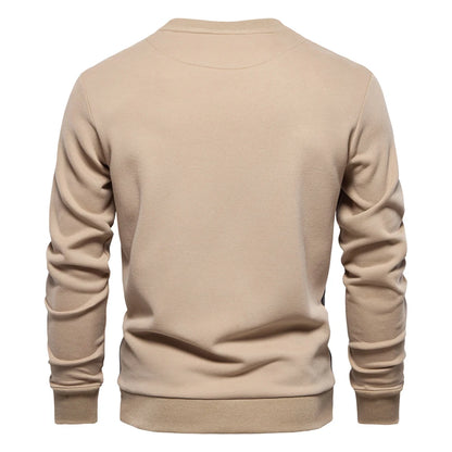 Men's Patchwork Cotton-Blend Crew Neck Sweatshirt