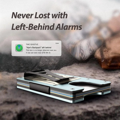 RFID Blocking Slim Wallet, Compatible with Find My iOS Only, Detachable Money Clip