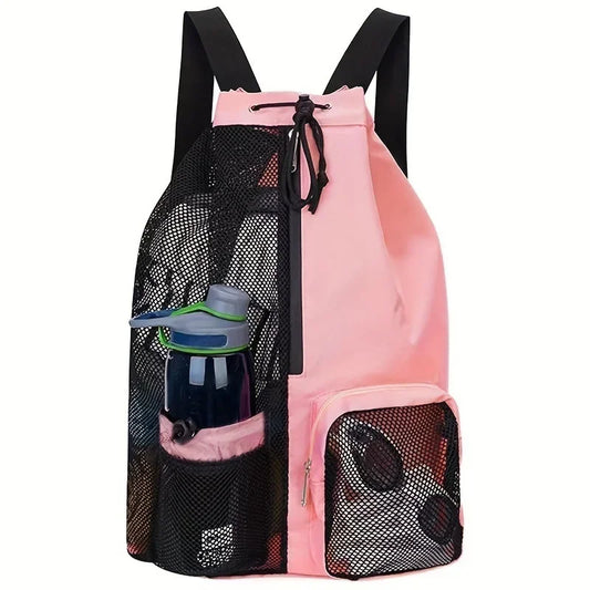 Mesh Drawstring Swim Backpack Bag