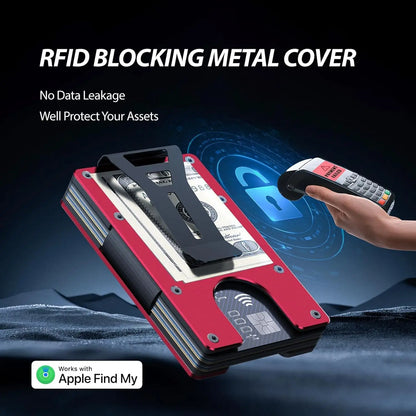 RFID Blocking Slim Wallet, Compatible with Find My iOS Only, Detachable Money Clip