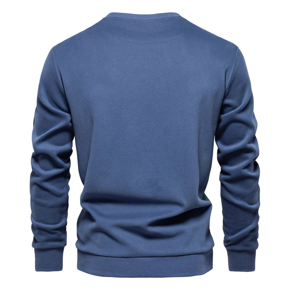 Men's Patchwork Cotton-Blend Crew Neck Sweatshirt