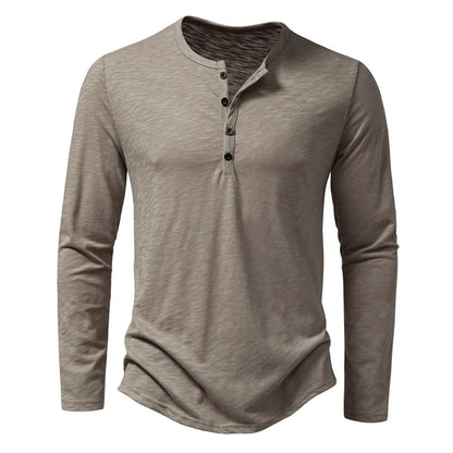 Men's Cotton Long Sleeve Henley Shirt