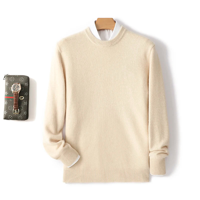 Men's 100% Pure Wool Cashmere Long Sleeve Pullover Sweater