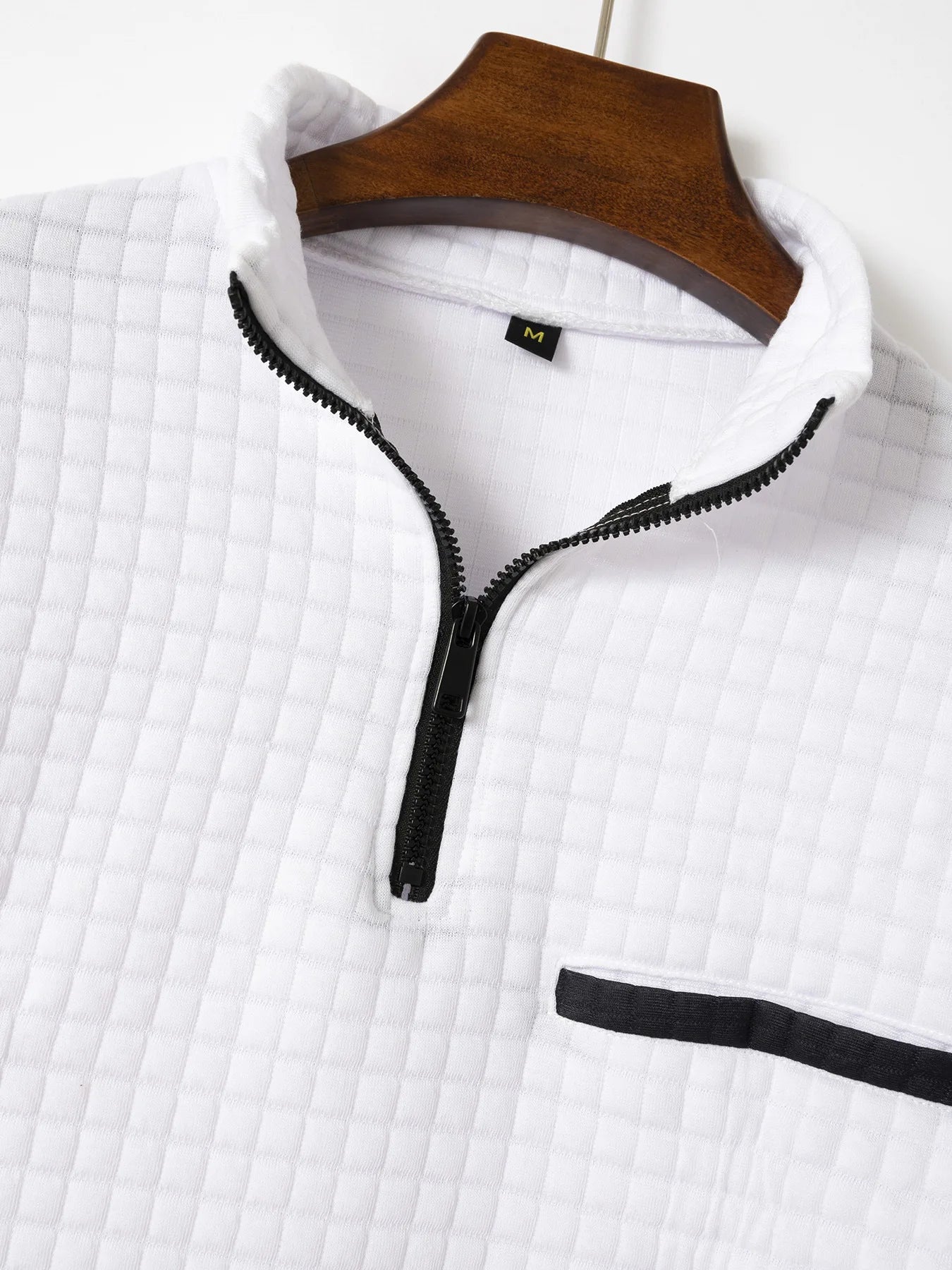 Men's Checkered Polo Zip-up Collared Shirt