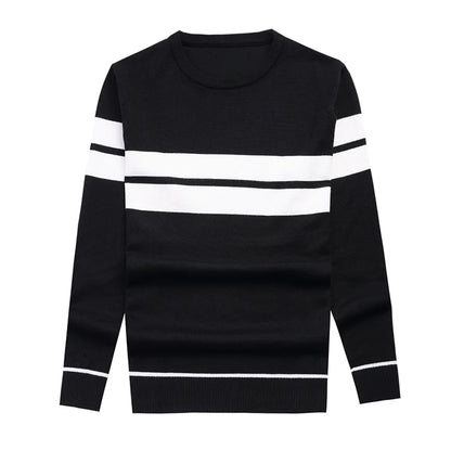 Men's Striped Knit Long Sleeved Pullover