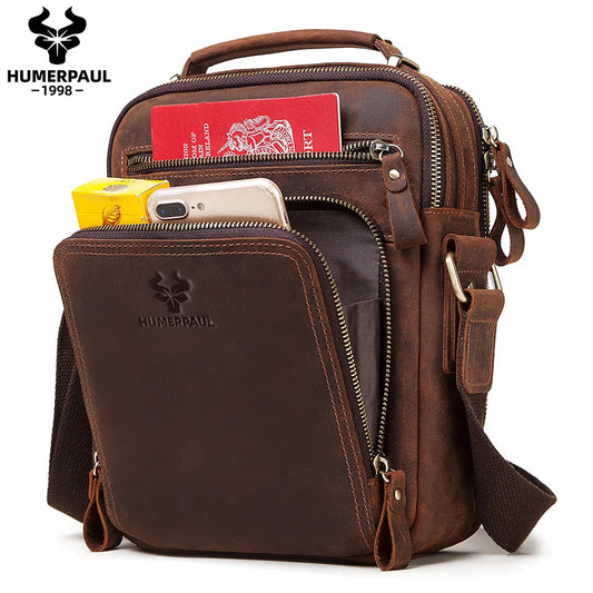 Genuine Leather Men's Vintage Shoulder Bag